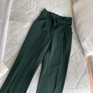 Aritzia Babaton dark green belted trousers 00